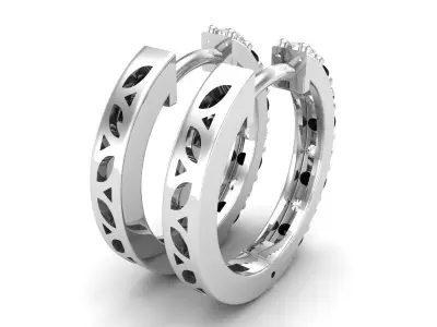 AV 597 Round Diamond Ladies Hoop Earrings 3D print model