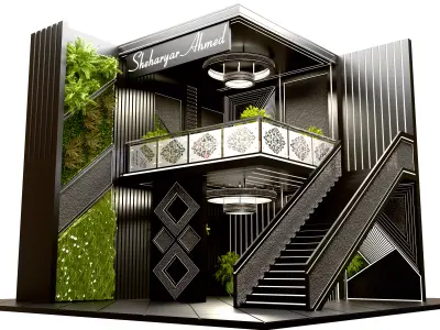 Luxury Exhibition Booth Double-Height 3D Stall Design 3D model