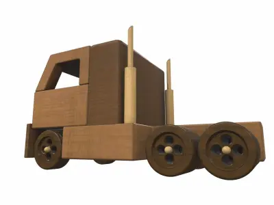 Wooden car toy truck 4 Free 3D model