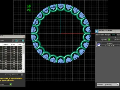 U Shaped Eternity Ring 3 point 2 mm stone size swiss 18 and EU58 3D print model