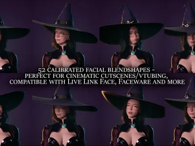 Witch -Cute Wizard Sorcerer Mage Stylized Character Cartoon Girl Low-poly 3D model