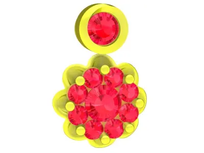 Luxury Floral Cluster Gemstone Pendant 3D Model for Fine Je 4594 3D print model