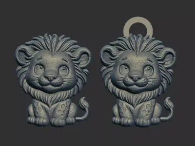 cartoon lion keychain cnc model 3D print model