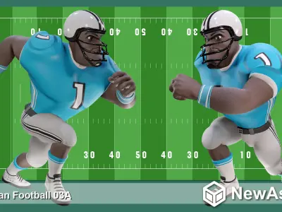 American Football Touchdown Character 03A Low-poly 3D model