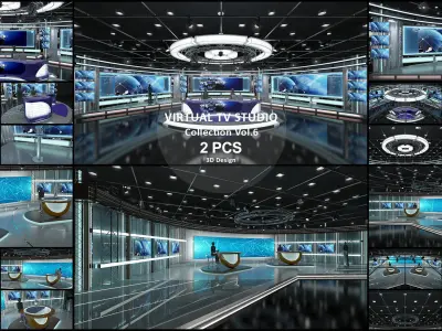 Virtual TV Studio Sets - Collection Vol 6 - 2 PCS DESIGN 3D model