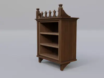 Cabinet wooden bookcase Low-poly 3D model