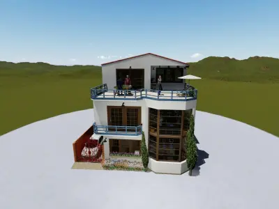 modern house Low-poly 3D model