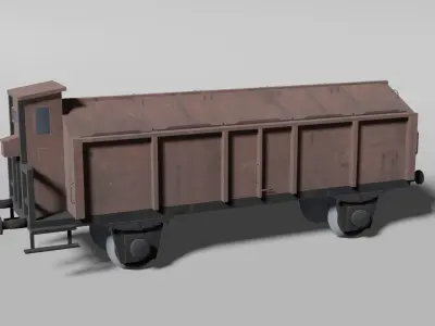 Old German lidded railcar 3D model