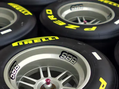 F1 Pirelli Dry Slick Tire and Wheel 3D model