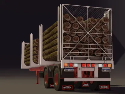 Montenegro Logging trailer Low-poly 3D model