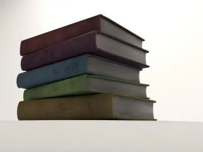 V Books four stacked Low-poly 3D model