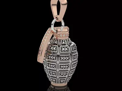Luxury Grenade Pendant with Stones 3D print model