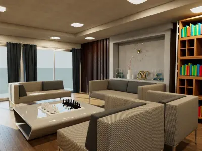 Escena sala moderna minimalista 3D model