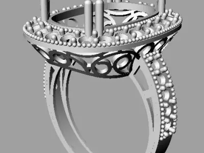 halo wedding ring set 3D print model Low-poly 3D model