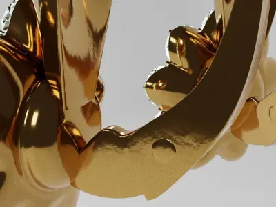 Gold earrings with diamonds 3D model