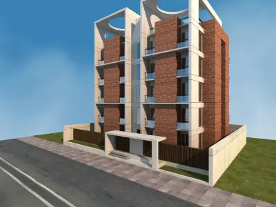 Apartment Model residential building Low-poly 3D model