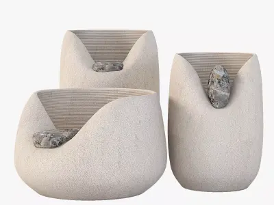 Ceramic Vases With Raw Stones By Martin Azua 3D model