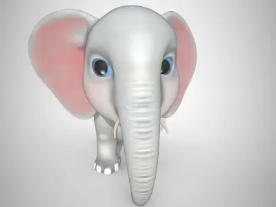 Elephant 3d model with big ears 3D model
