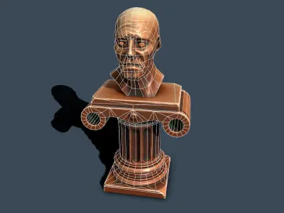 Pedestal bronze 1 Low-poly 3D model
