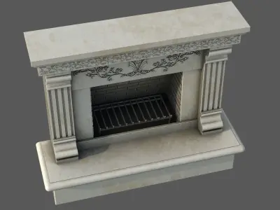 Neoclassical Ornate Fireplace with Fluted Pilasters   3D model