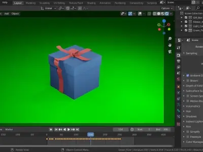 Animated Ribbon Bow 3D model