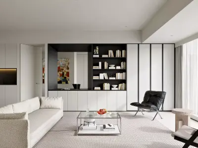 Modern living room dining room interior scenes  3D model 26