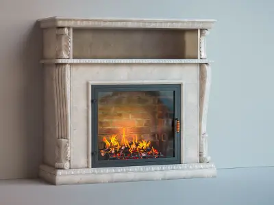 fireplace with fire in it 3D model
