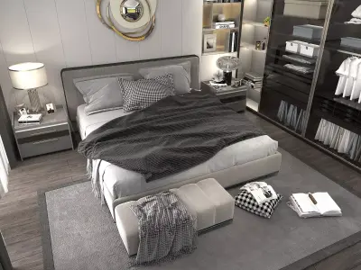 Modern Bedroom Scene 7 3D model