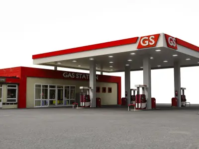 Gas Station Low-poly 3D model 6