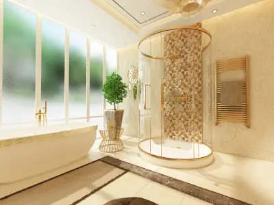 Luxury Elegant Bathroom Interior Design 3D model