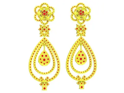 5843 luxury diamond earrings 3D print model