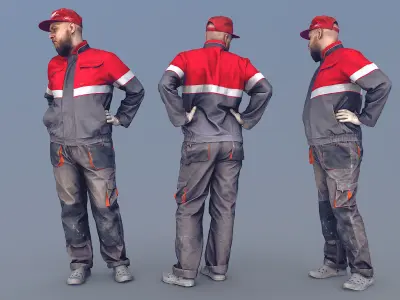 Photorealistic Construction Worker Character 3D model