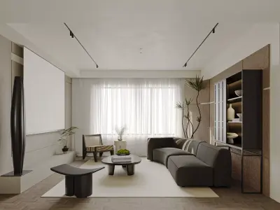 Modern living room dining room interior scenes 266 3D model