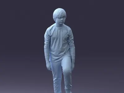 000236 Young Boy Football Player with Soccer Ball 1224 3D model