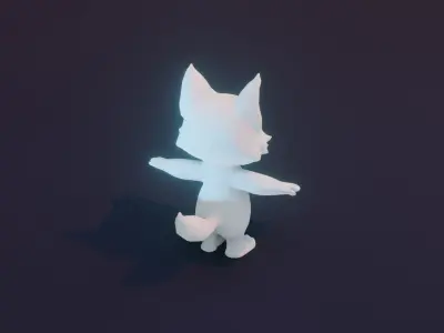 Cartoon Fox Animated and Rigged Base Mesh 3D Model Low-poly 3D model