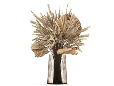 Set of bouquets of dried flowers pampas grass hydrangea 281 3D model