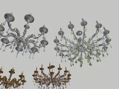 Chandelier pack Low-poly 3D model