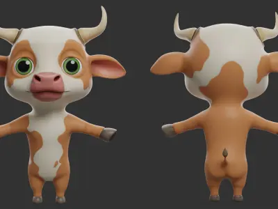 Cow II Cattle Cartoon Low-poly 3D model