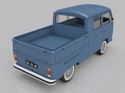 VOLKSWAGEN T2 PICKUP DOUBLE CAB 1974 3D model