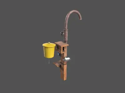 Outdoor Water Tap Low-poly 3D model