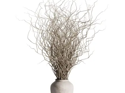 Dried branches with concrete vase  bouquet 21 3D model