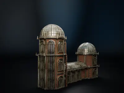 STEAMPUNK INDUSTRIAL BUILDING 7 Low-poly 3D model