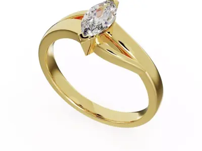 Engagement ring wth marquise 3D print model