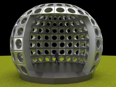 Perforated dome architecture engineering structure 3D model