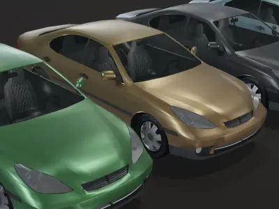 Generic Sedan Car With Interior Lowpoly 3D Model Low-poly 3D model