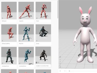 Cartoon Rabbit Bunny Rigged  Low-poly 3D model