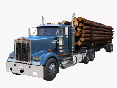 Kenworth log truck Low-poly 3D model