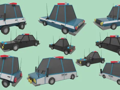 Low poly Cars Pack Low-poly 3D model