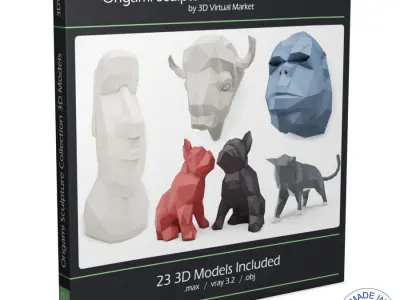 Origami Sculpture Animals Collection Marokka 3D model