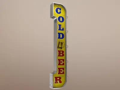 The COLD BEER sign Low-poly 3D model